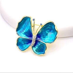 Brooch Blue Butterfly Pin, Elegant Statement Jewelry